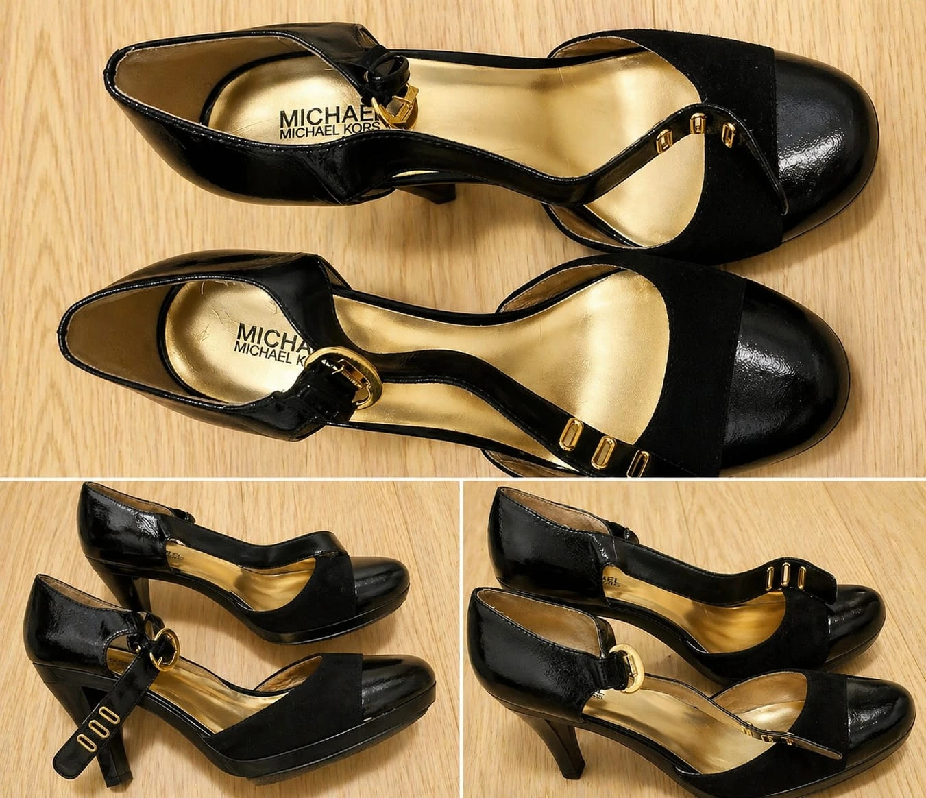 Michael Kors Black Patent & Suede Heels