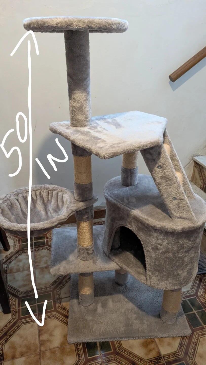 Grey Cat Tree Condo with Hammock and Perches