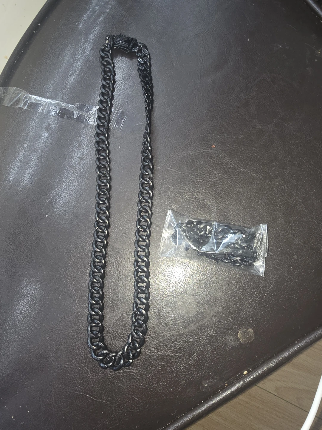 Black Chain Necklace and Bracelet Set