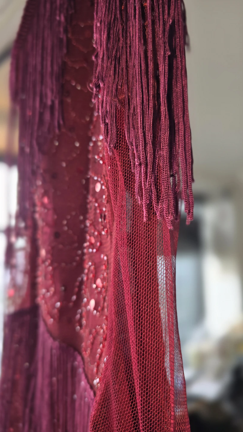 Women's Burgundy Sequin Fringe Dress - photo 5