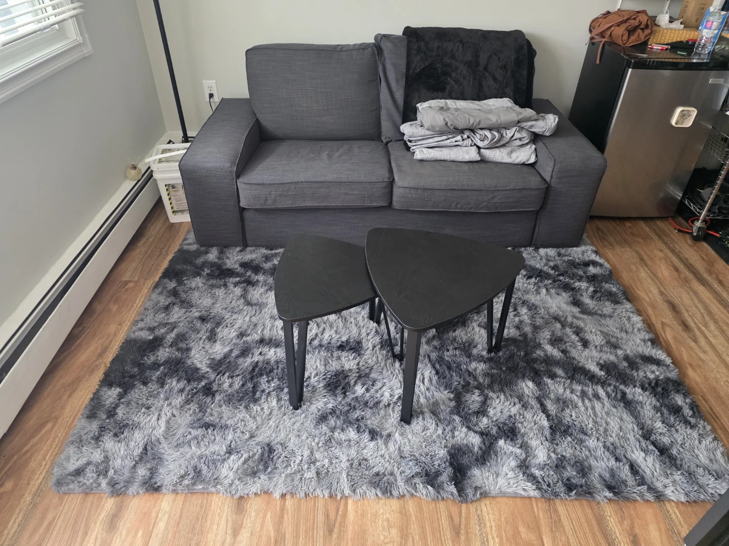 Set of 2 Black Triangular Nesting Coffee Tables