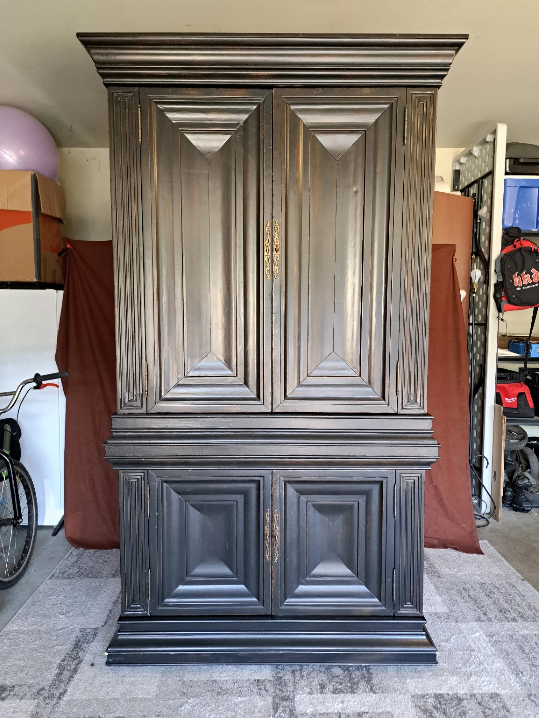 Tall Black Cabinet with Doors and Shelves - photo 5