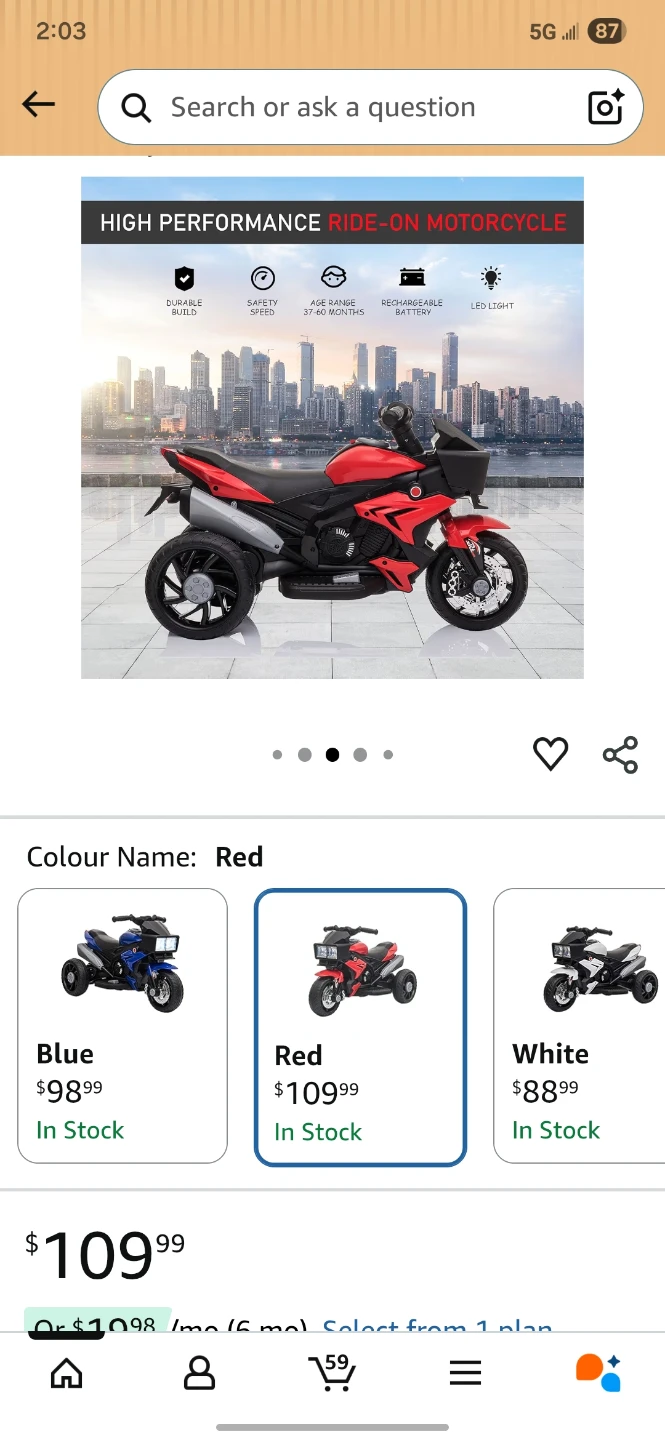 Motorcycle Ride-On Toy 6V - photo 2