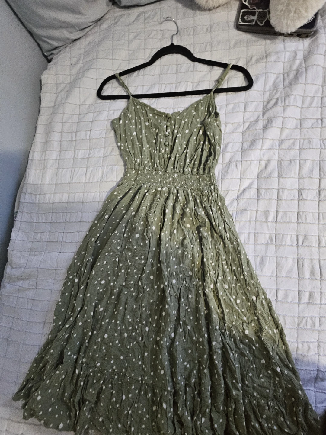 Suzy Shier Green Polka Dot Midi Dress
