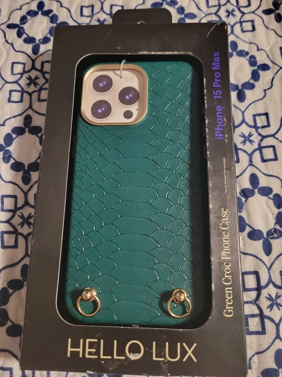 Hello Lux Green Croc Phone Case for iPhone 15 Pro Max