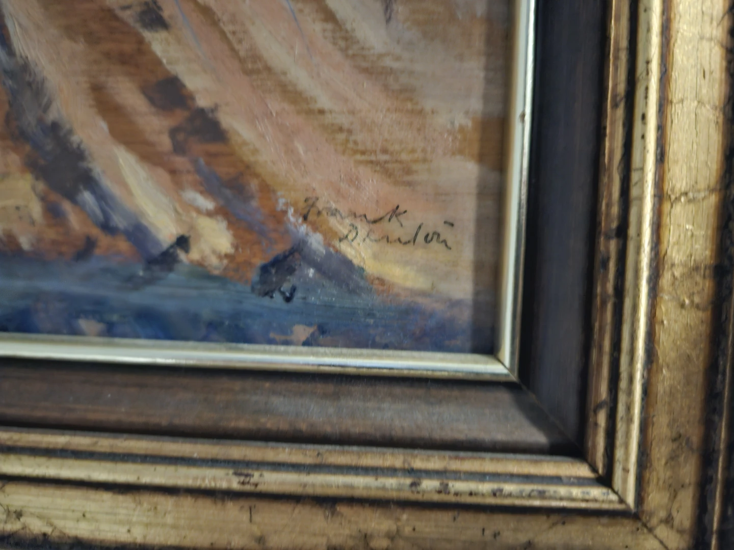 17" x 15" Framed Oil Painting of a Barn and Field - photo 2