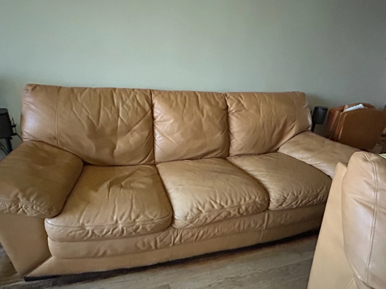 2 Natuzzi Tan Leather Sofas - photo 4