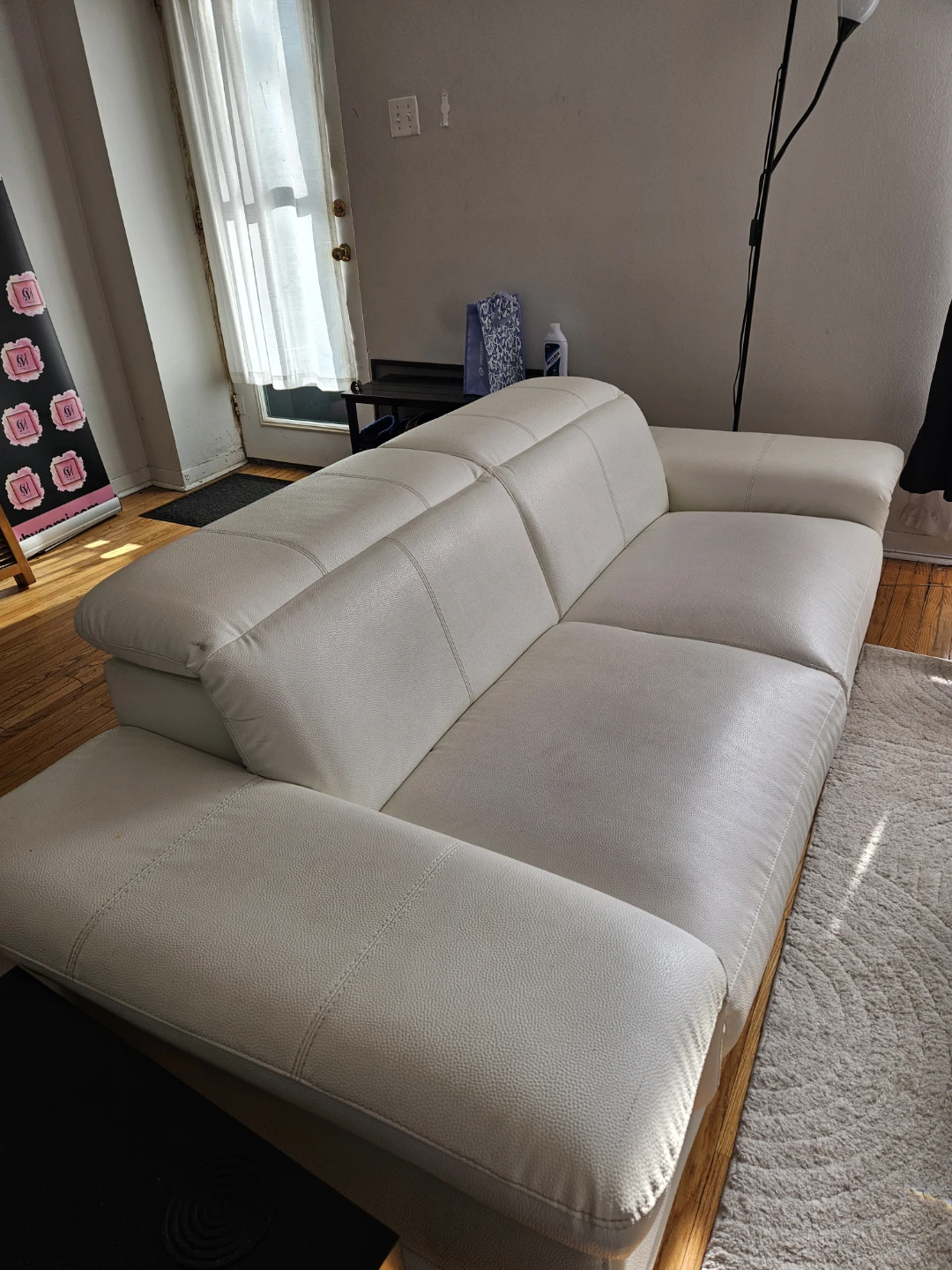 White Leather Sofa - photo 2