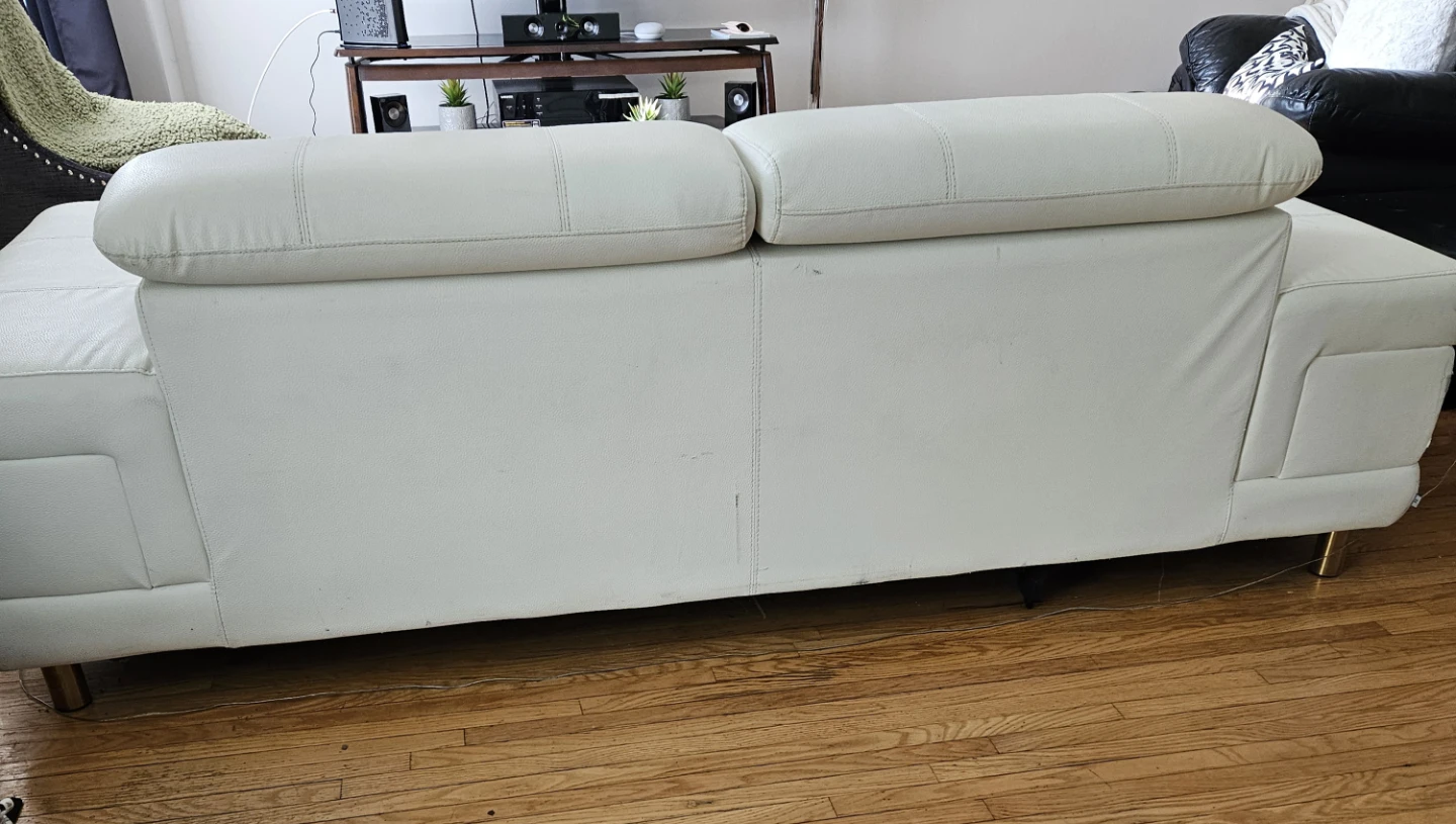 White Leather Sofa - photo 3
