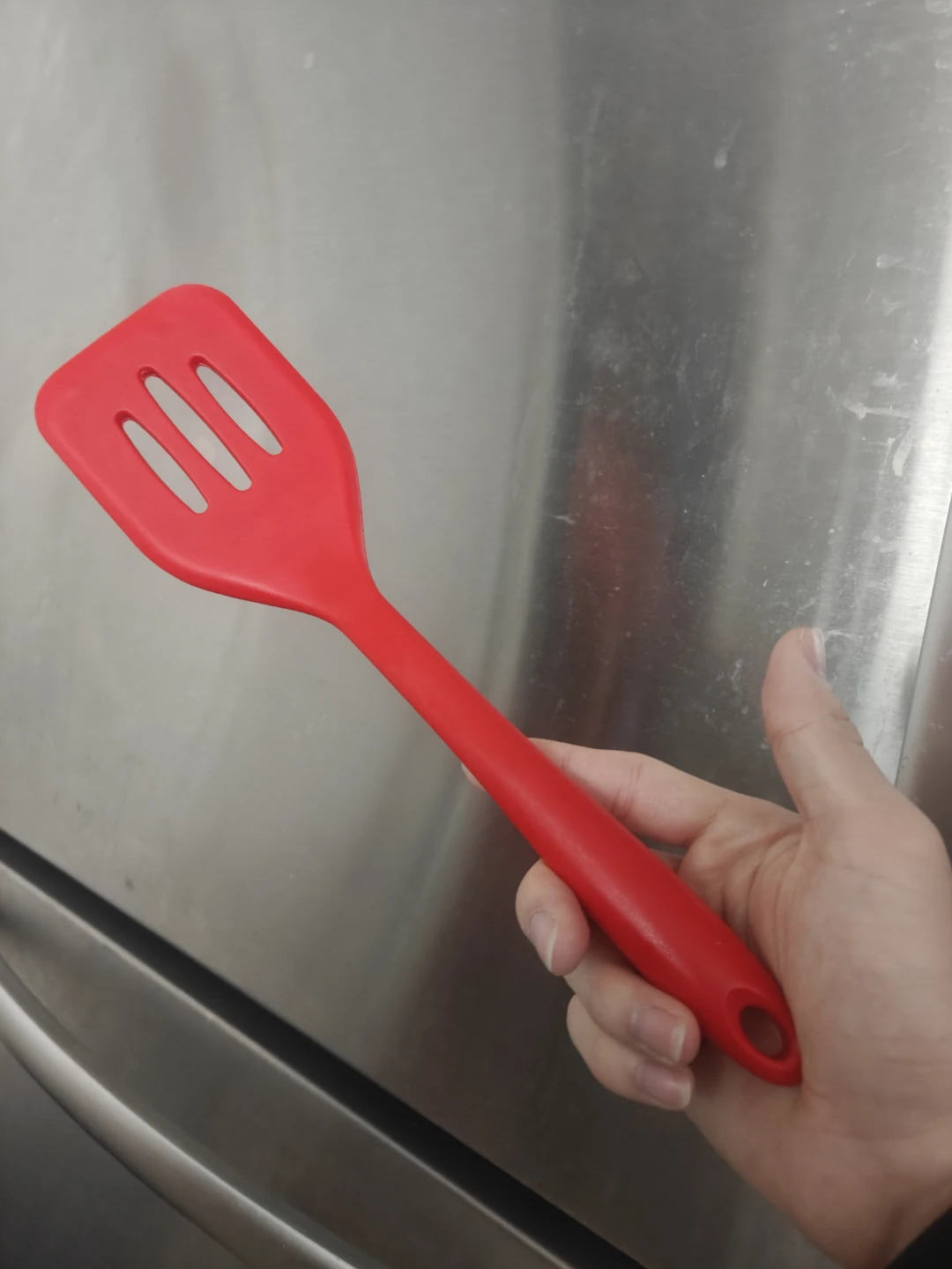 Red Silicone Slotted Turner Spatula