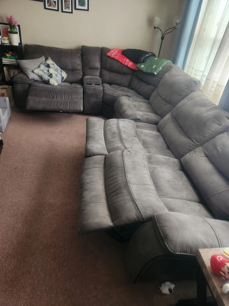 Gray Sectional Recliner Sofa - photo 2