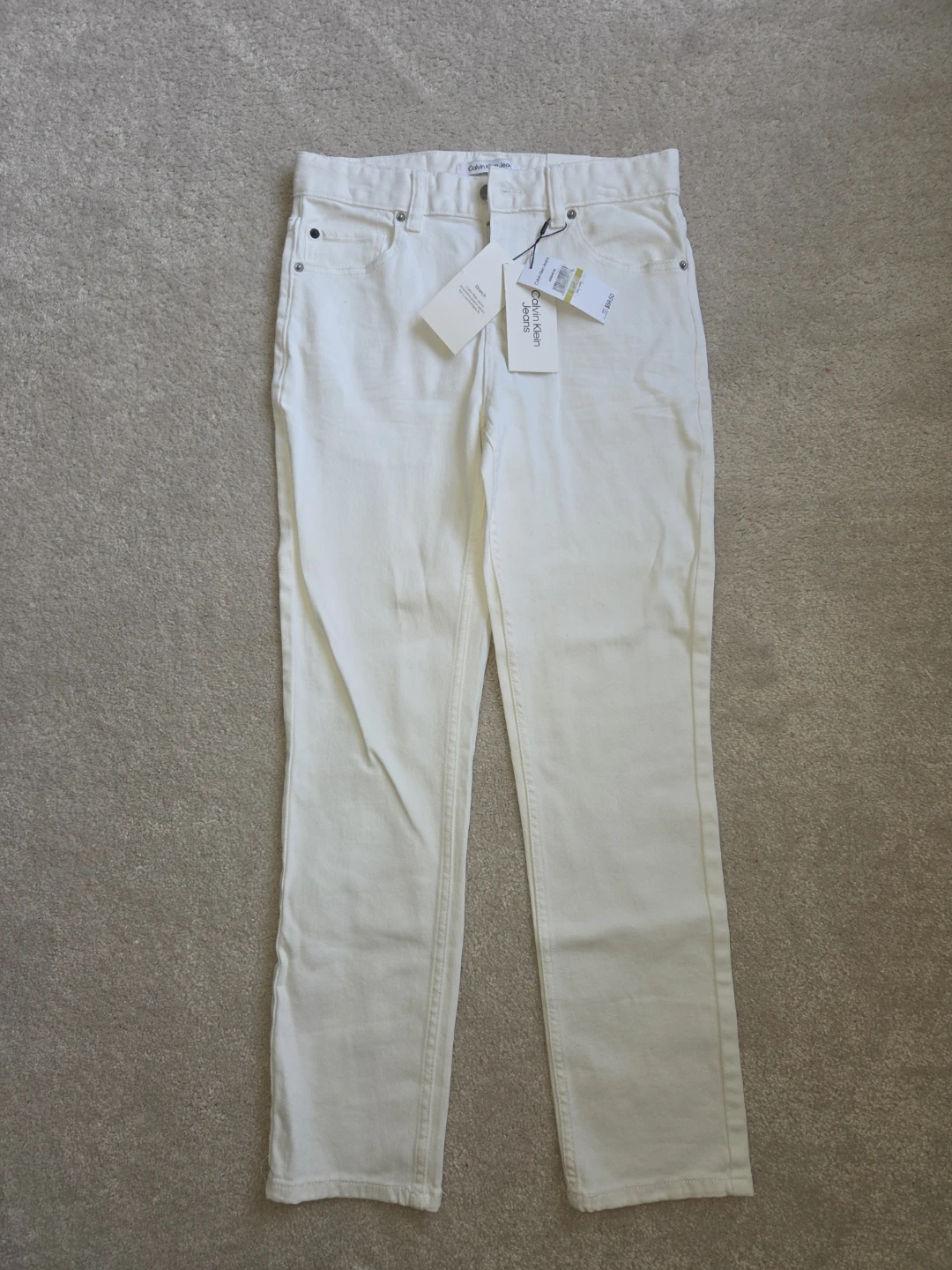 Calvin Klein Jeans White Straight Leg Jeans Size youth 14