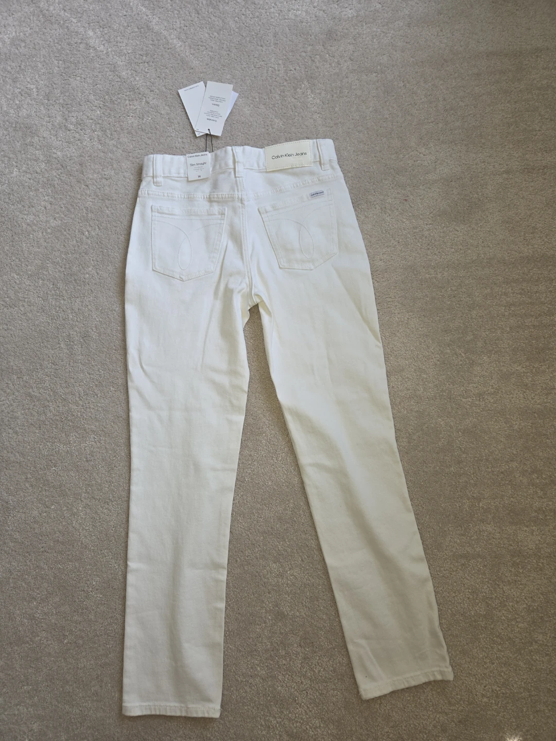 Calvin Klein Jeans White Straight Leg Jeans Size youth 14 - photo 2