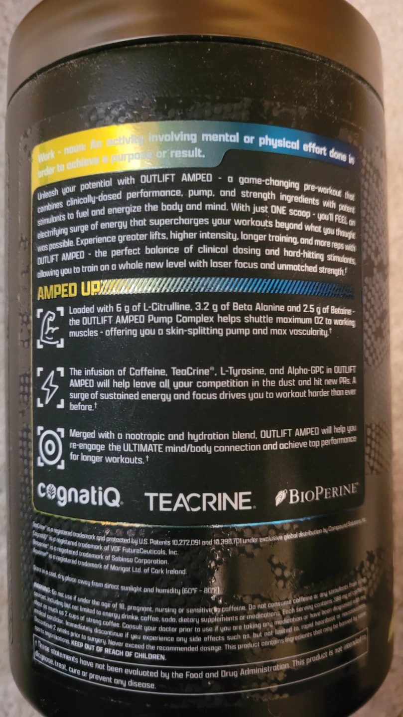 Nutrex Research OUTLIFT AMPED Pre-Workout Blueberry Lemonade - photo 3