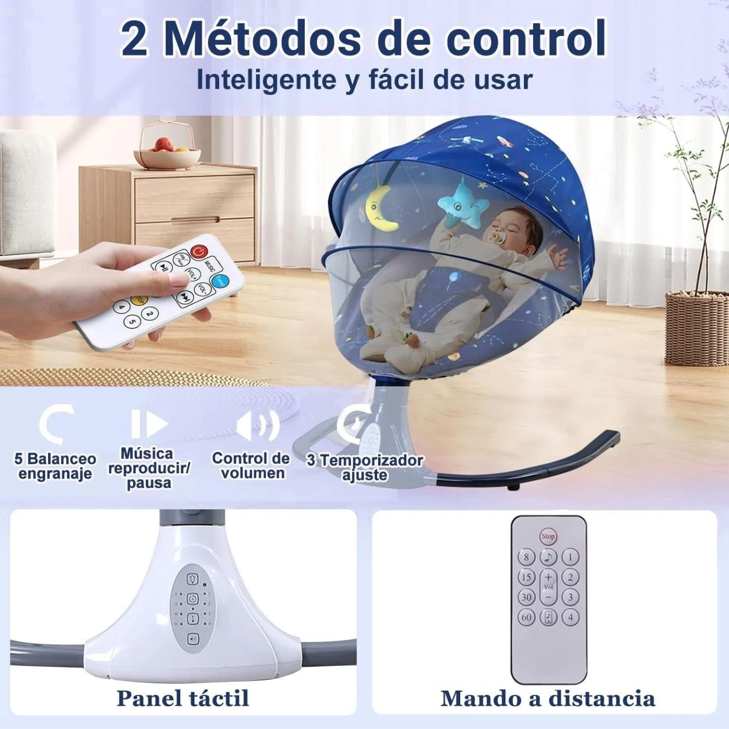 Baby Electric Swing with Bluetooth Music and Remote - photo 2