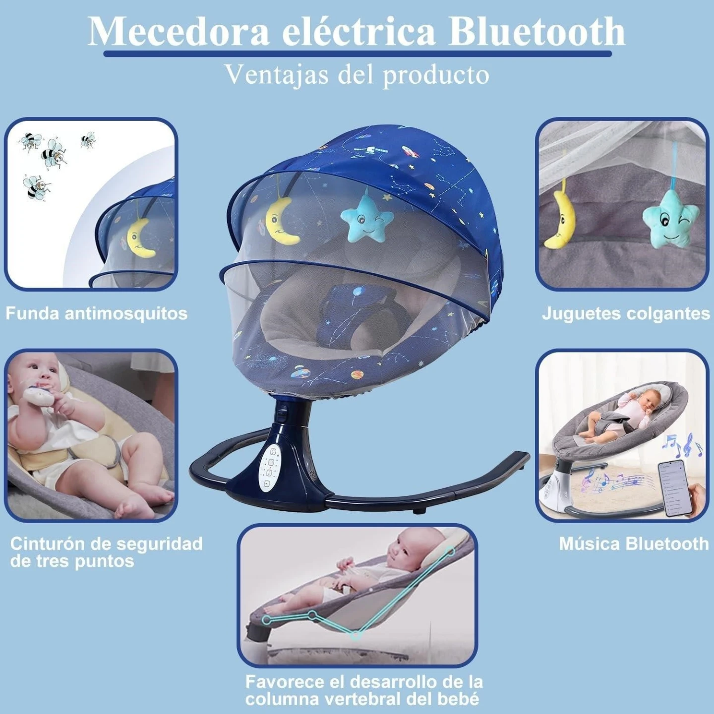 Baby Electric Swing with Bluetooth Music and Remote - photo 3