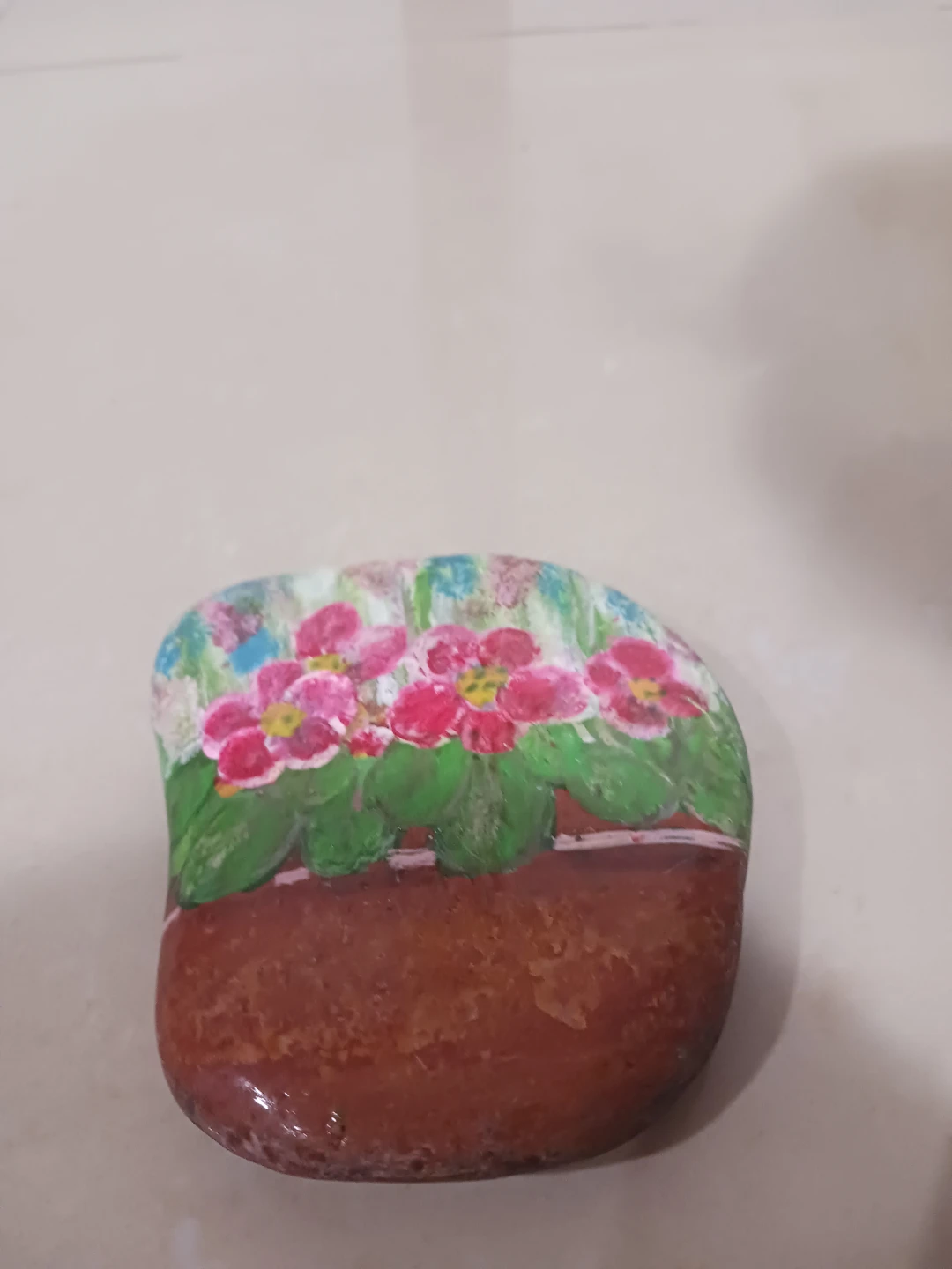 Hand-Painted Flower Pot Rock