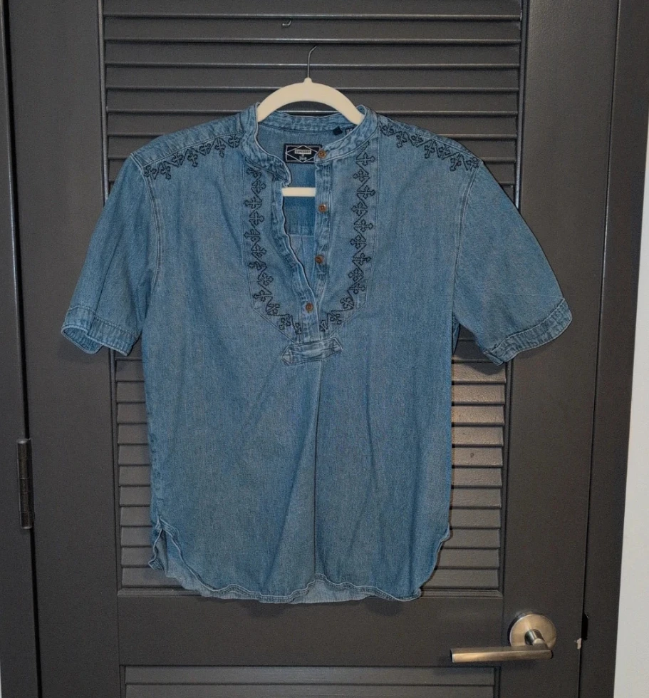 Superdry Denim Embroidered Short Sleeve Shirt