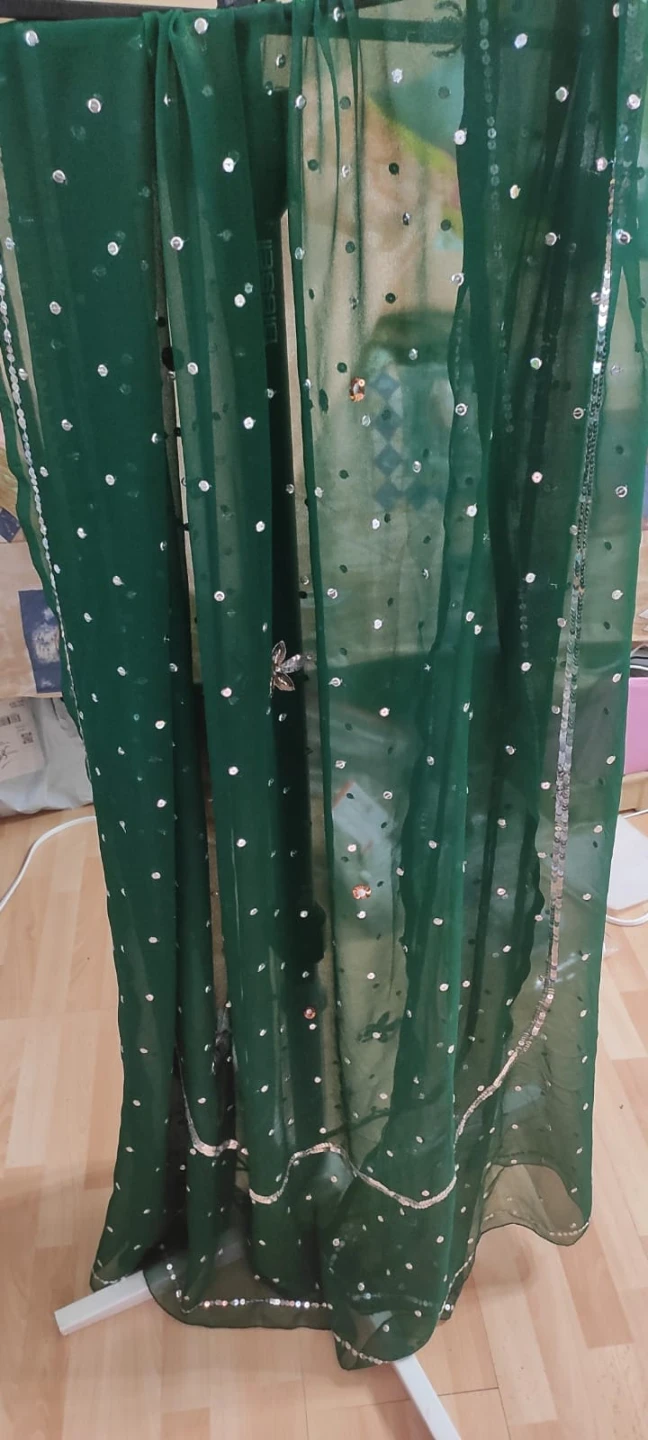 Emerald Green Sequined Scarf/Dupatta