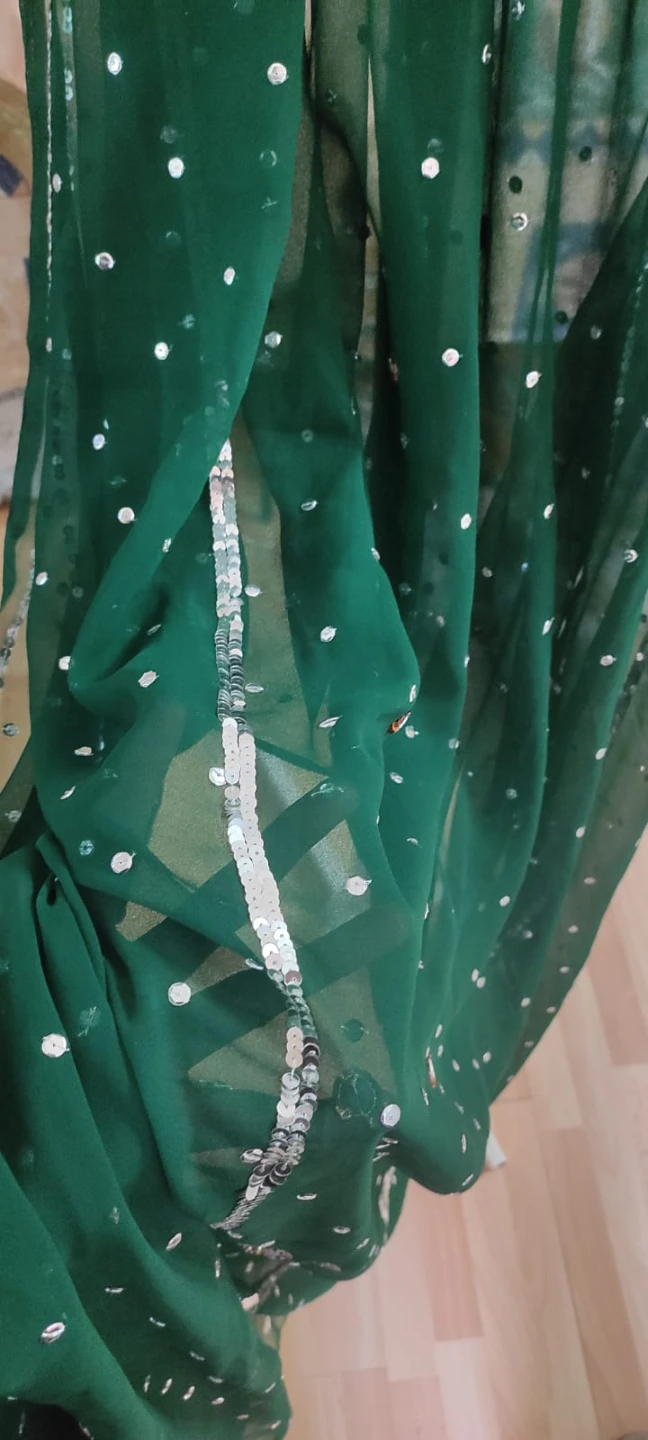 Emerald Green Sequined Scarf/Dupatta - photo 2