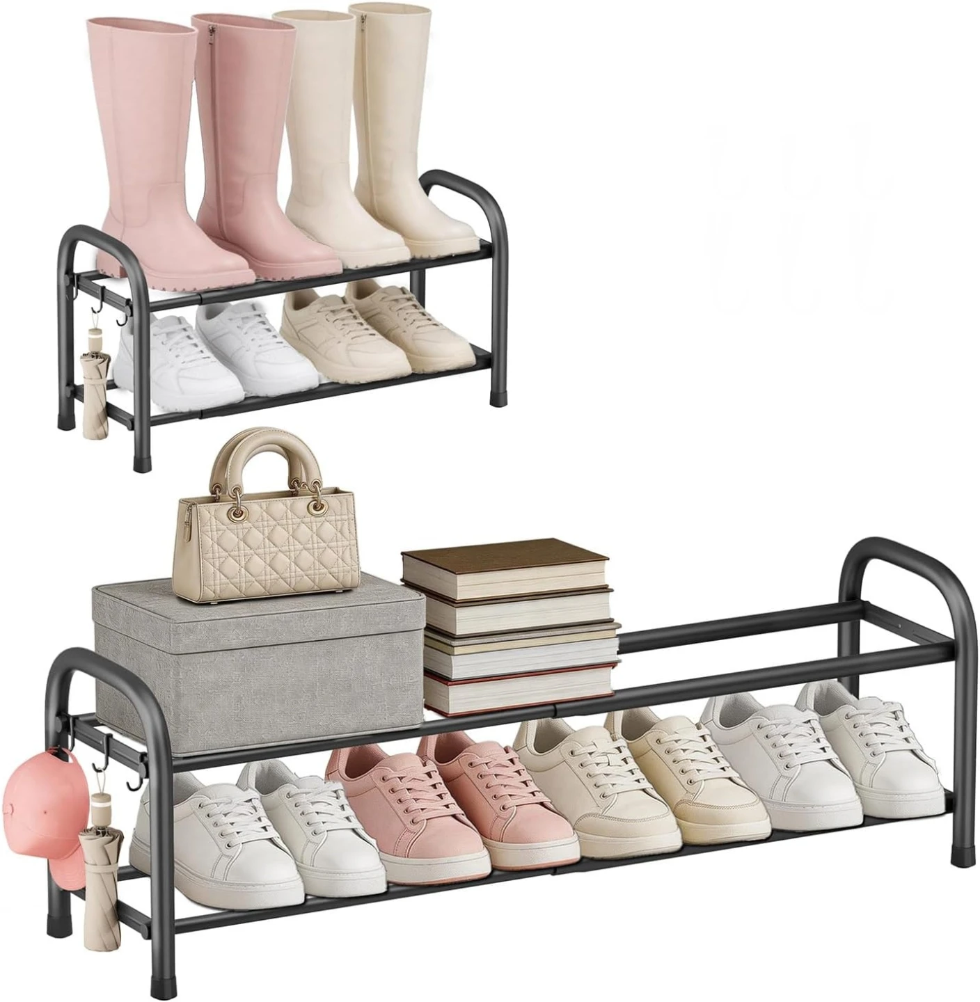 BNIB - 2 x Asuluphy Expandable 2 Tier Metal Shoe Racks
