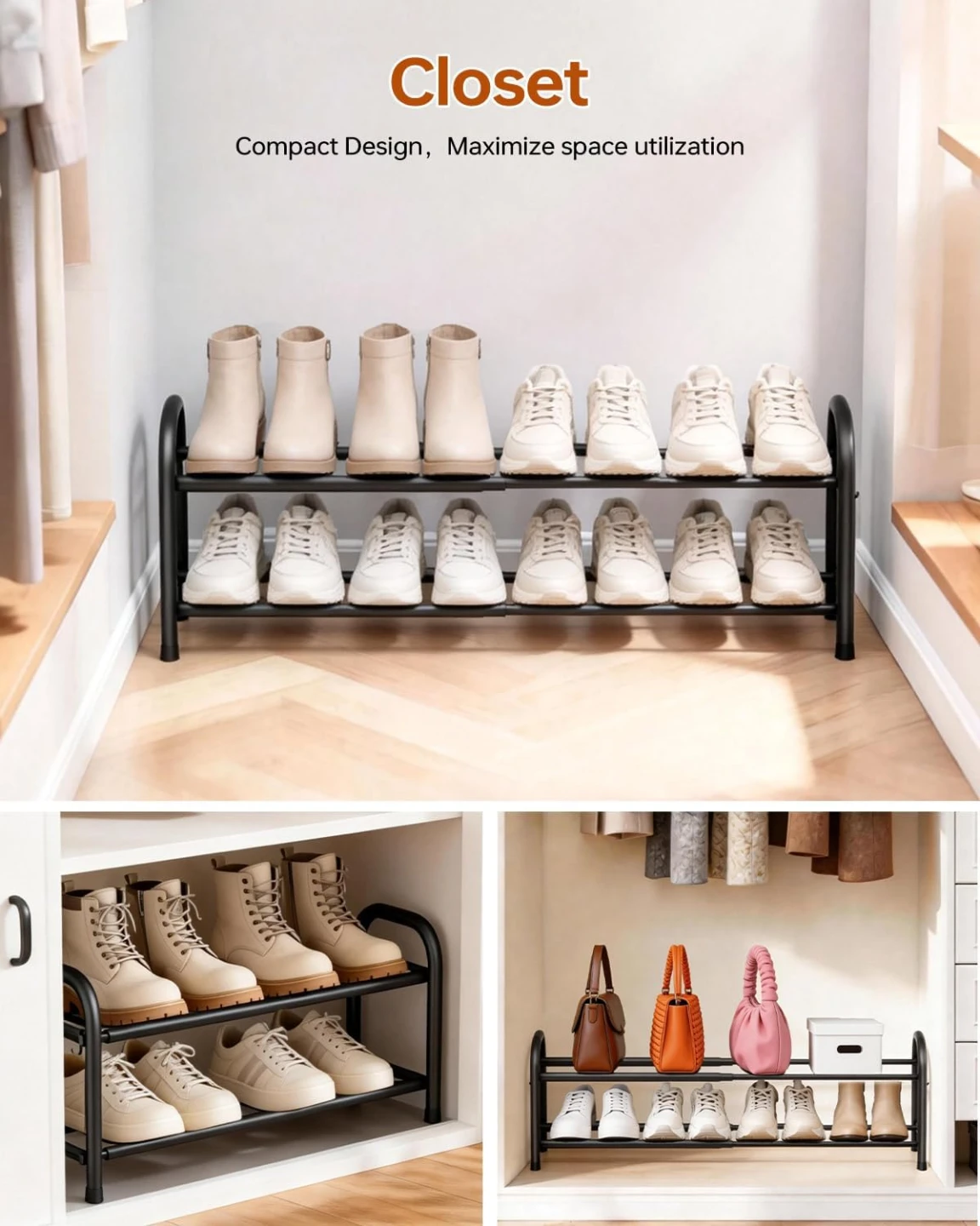 BNIB - 2 x Asuluphy Expandable 2 Tier Metal Shoe Racks - photo 4