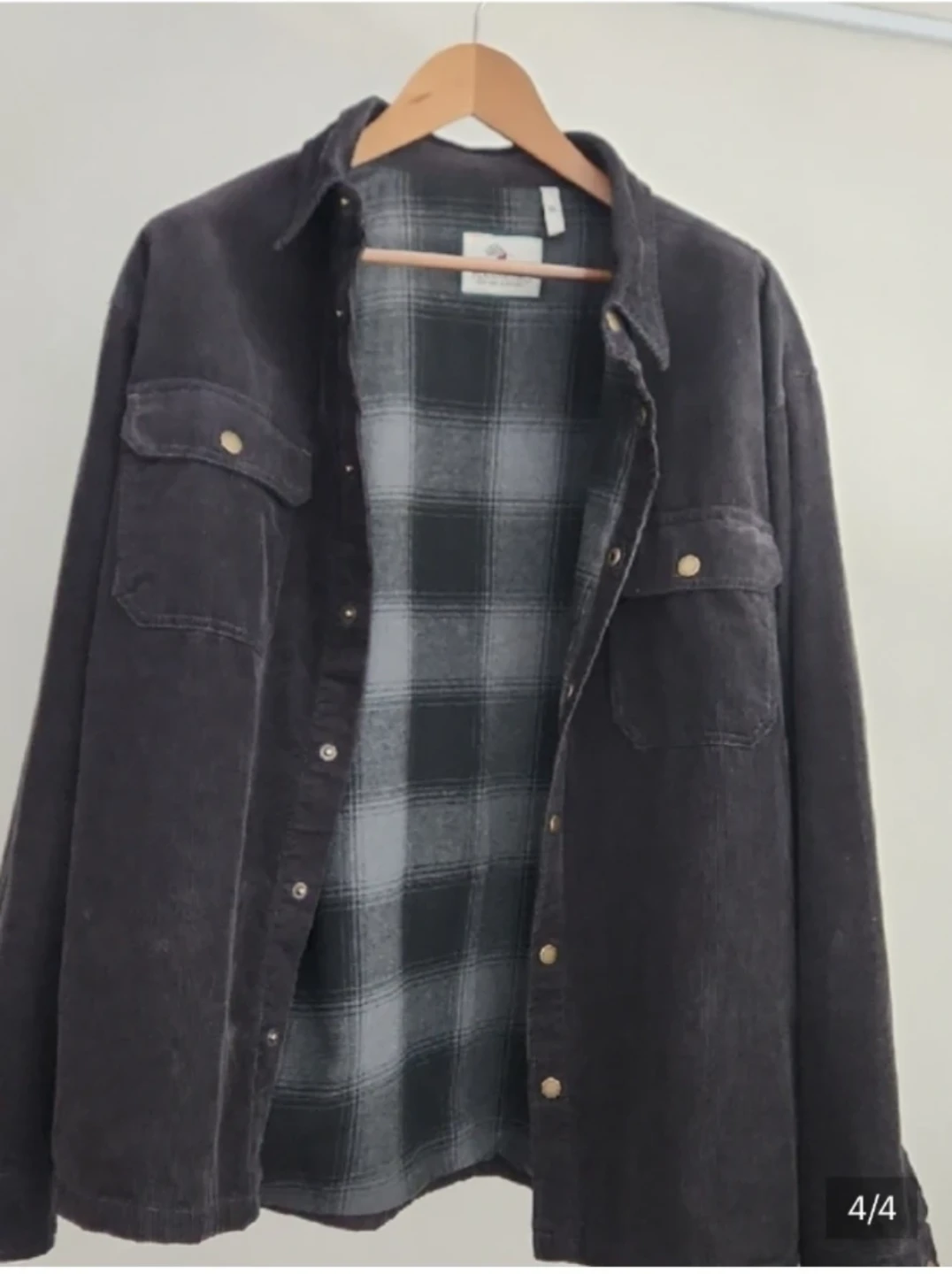 Flannelgo Black Corduroy Button-Up Shirt Jacket XL - photo 2