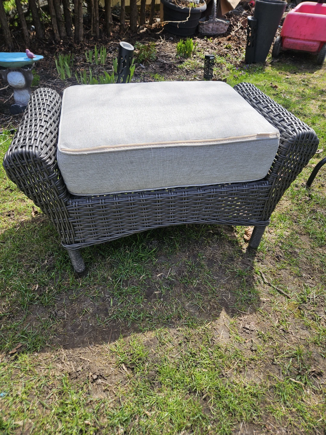 Wicker Outdoor Ottoman with Cushion