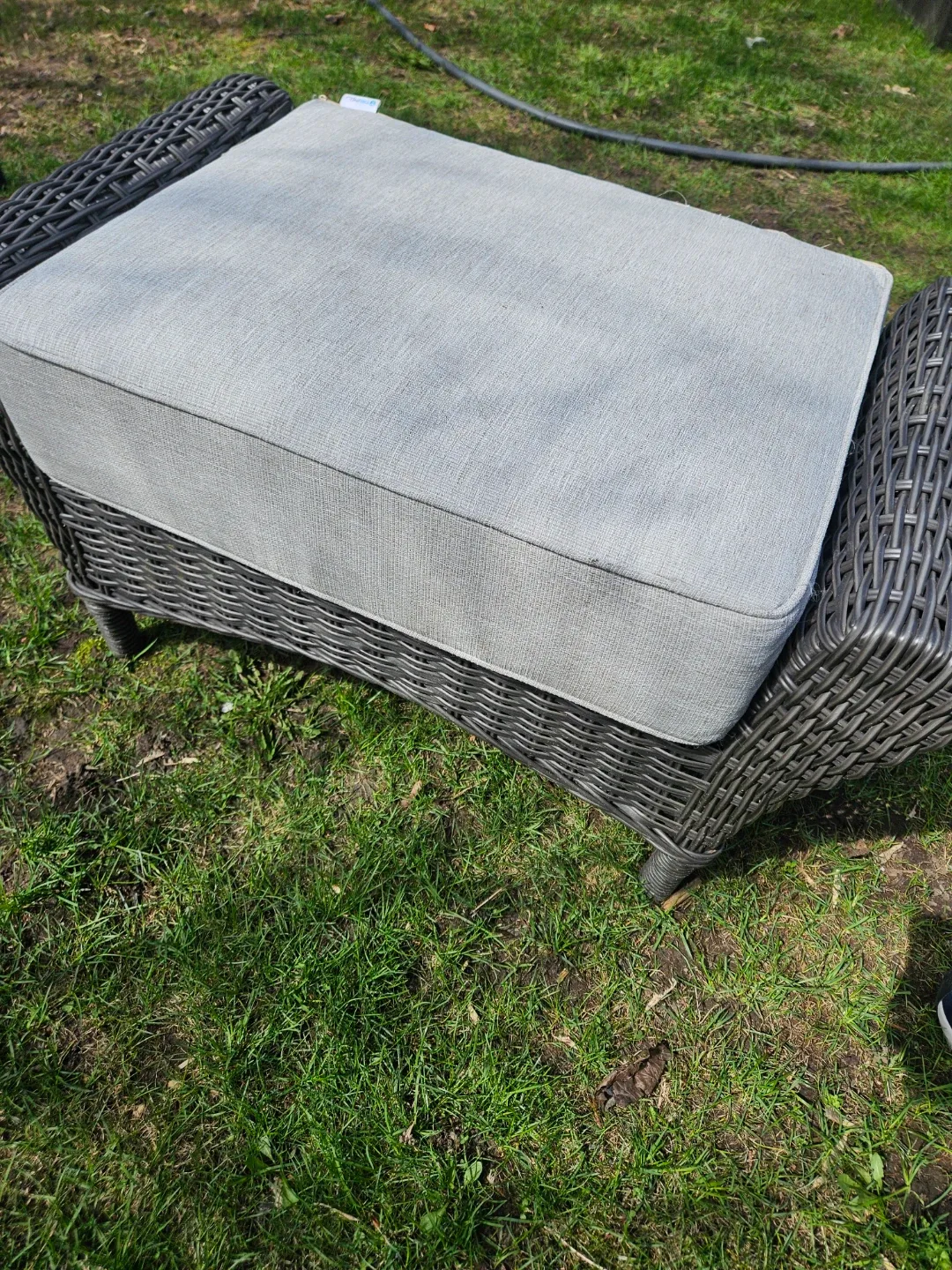 Wicker Outdoor Ottoman with Cushion - photo 3