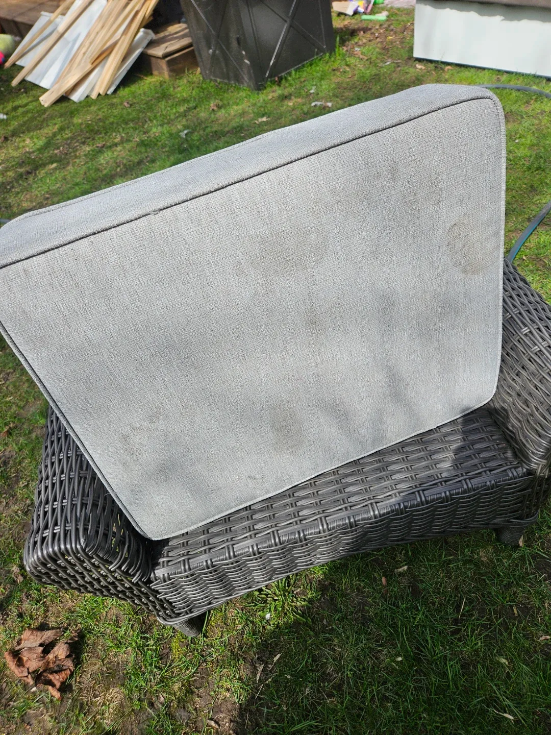 Wicker Outdoor Ottoman with Cushion - photo 4
