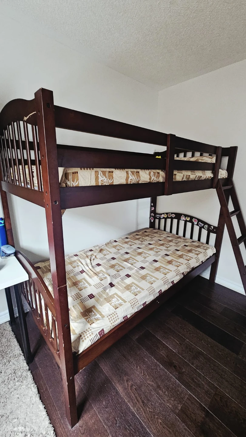 Wooden Bunk Bed with Mattresses