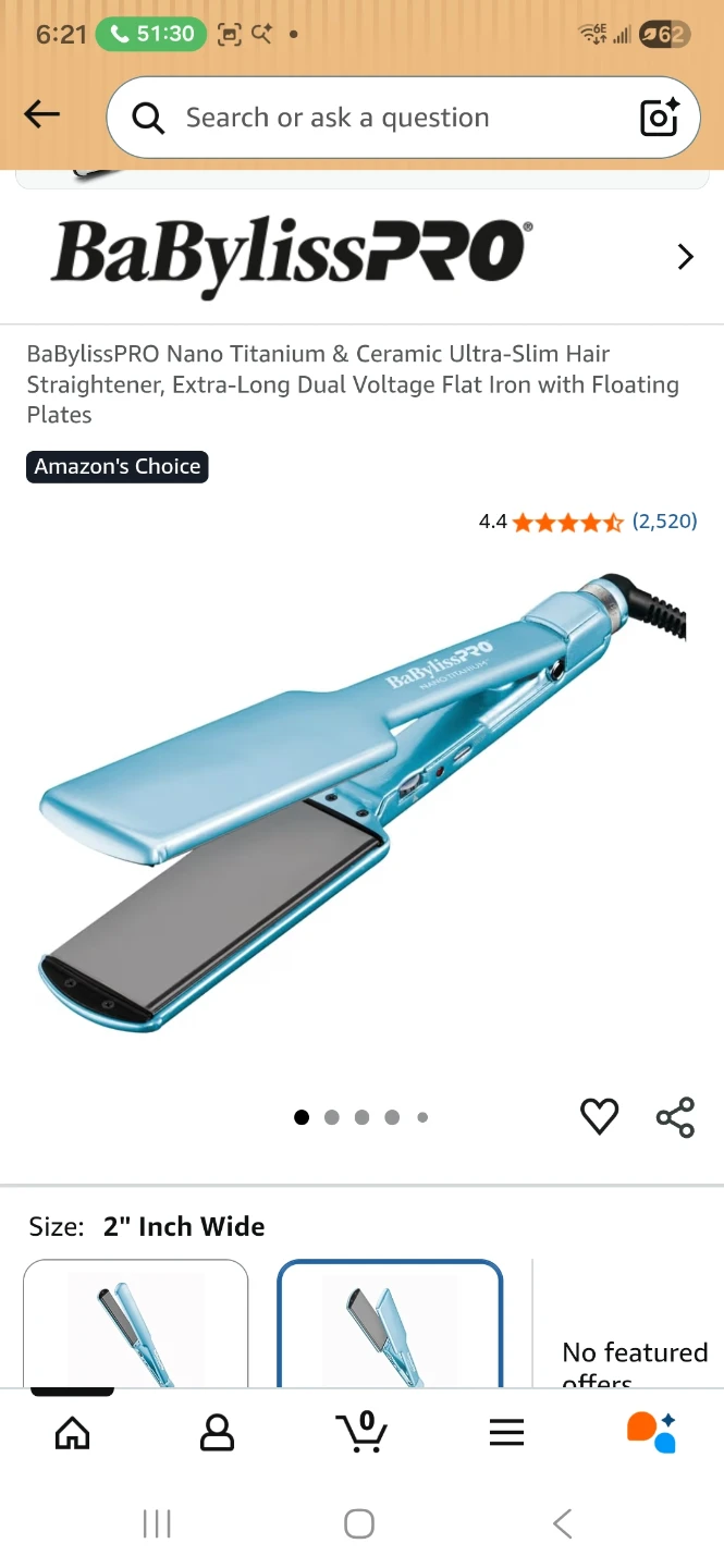 BaBylissPRO Nano Titanium & Ceramic Flat Iron 2" Wide