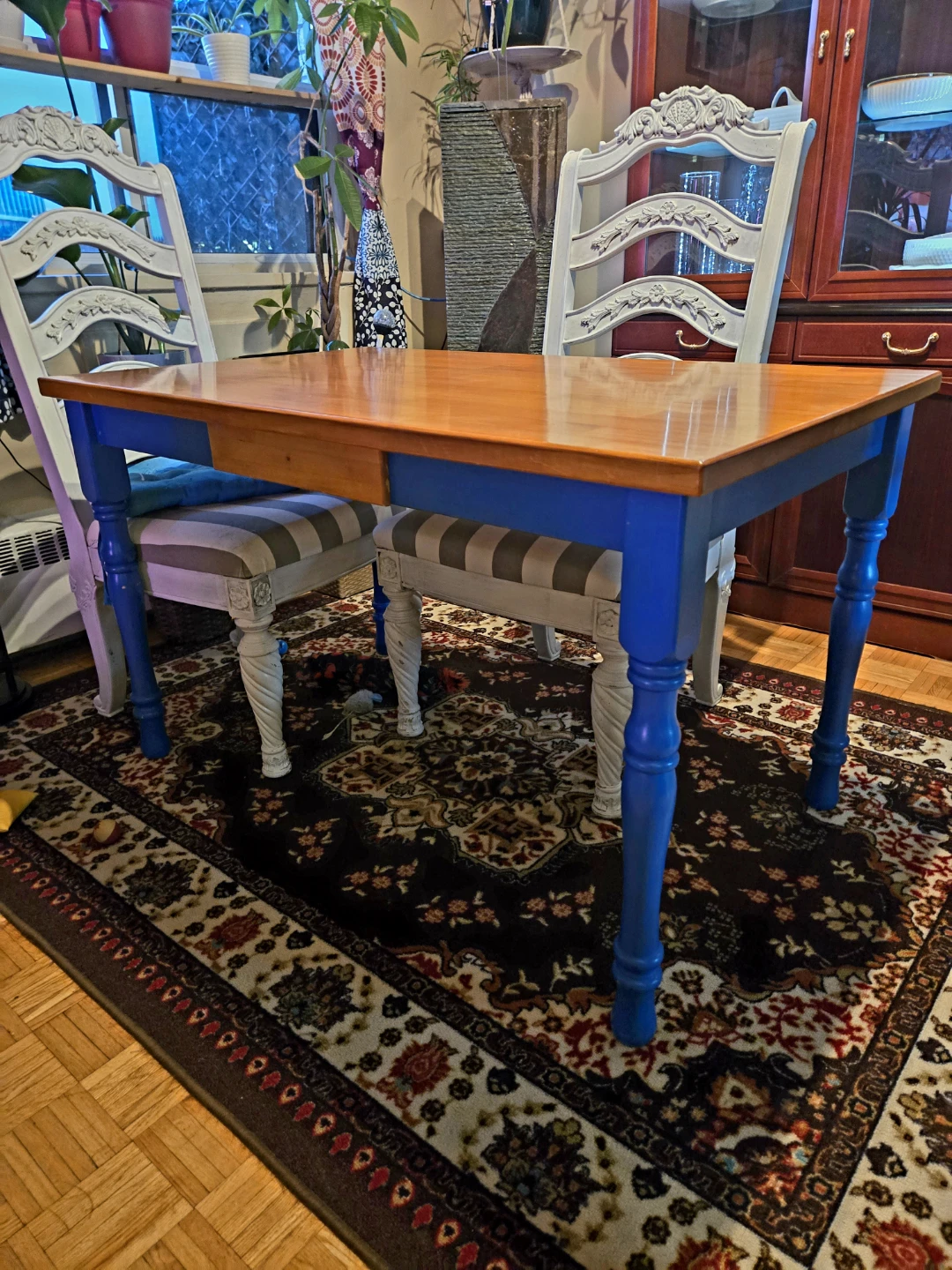 Wooden Dining Table with Drawer - photo 2