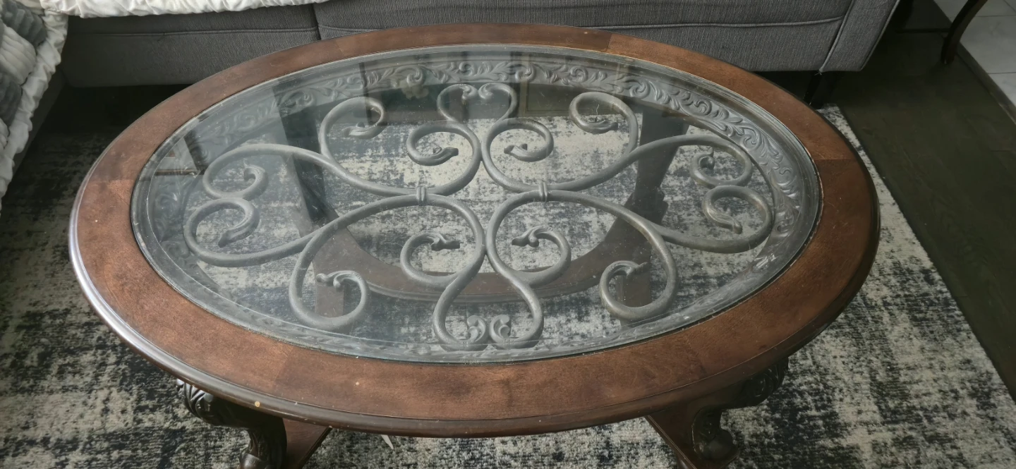 Oval Coffee Table with Glass Top - photo 2