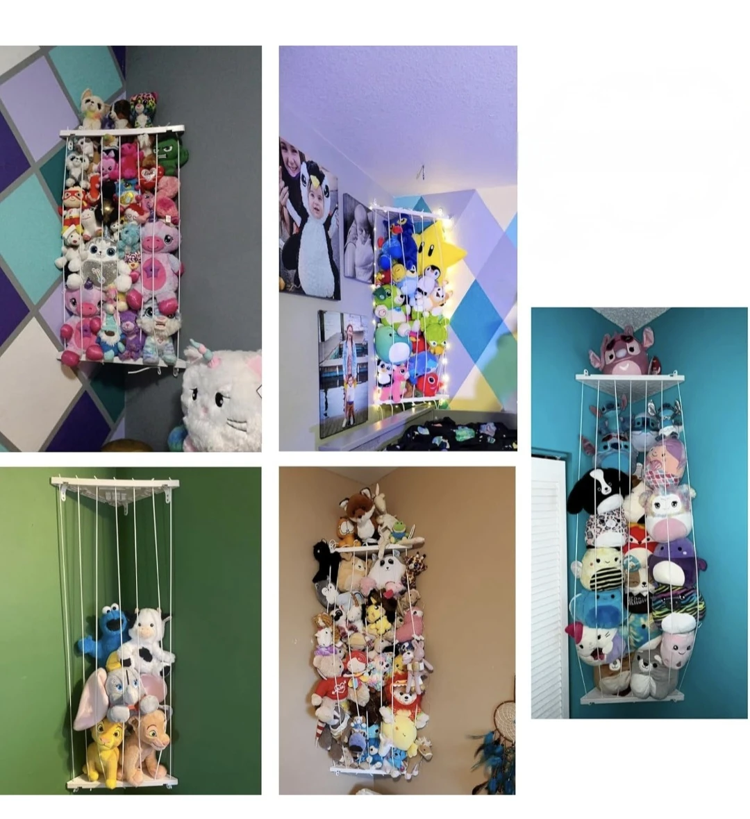 Corner Stuffed Animal Storage Organizer with fairy lights - photo 4