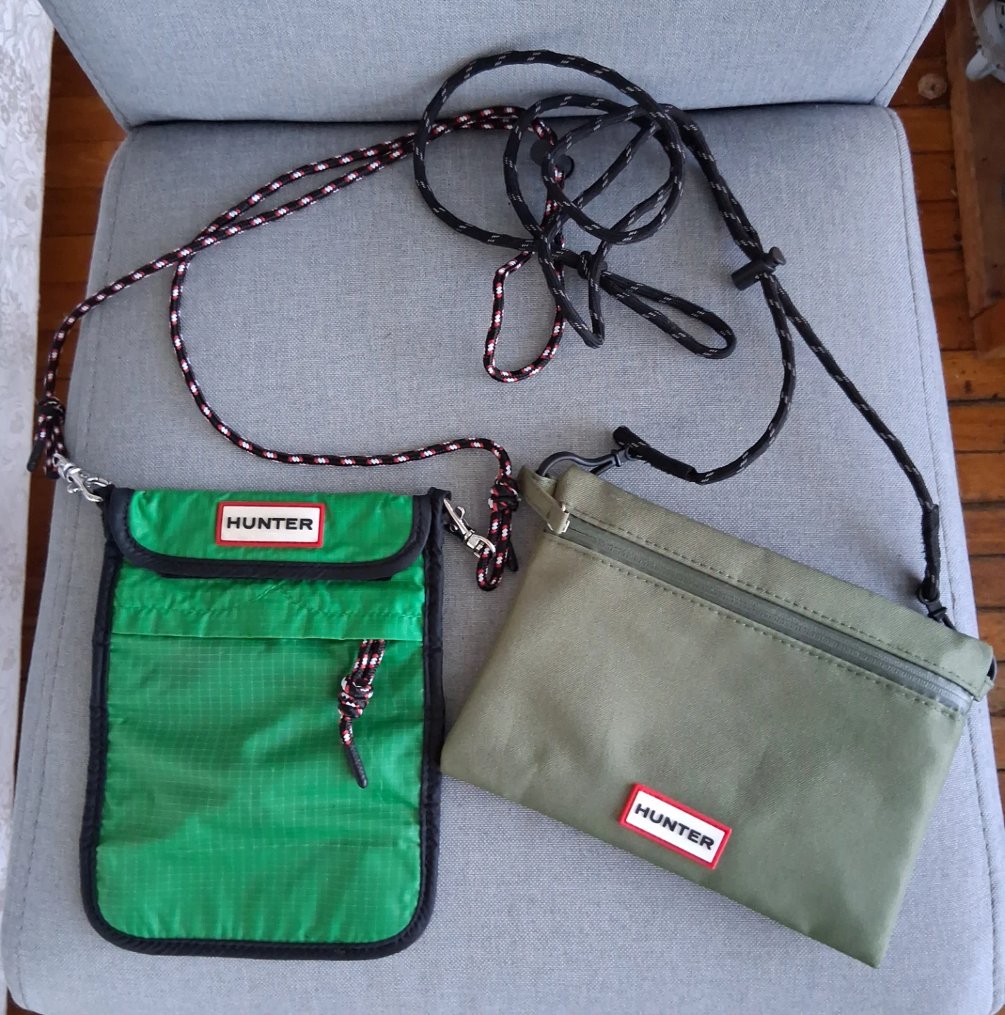 Hunter Nylon Crossbody Pouches - Green & Khaki