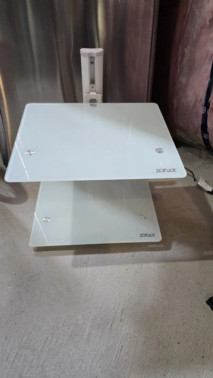 SONAX White Glass 2-Tier Shelf Unit