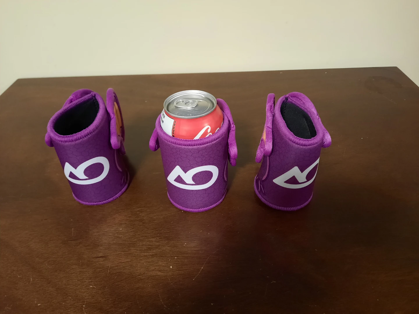 Set of 4  Purple Can Coolers with Dragon Design