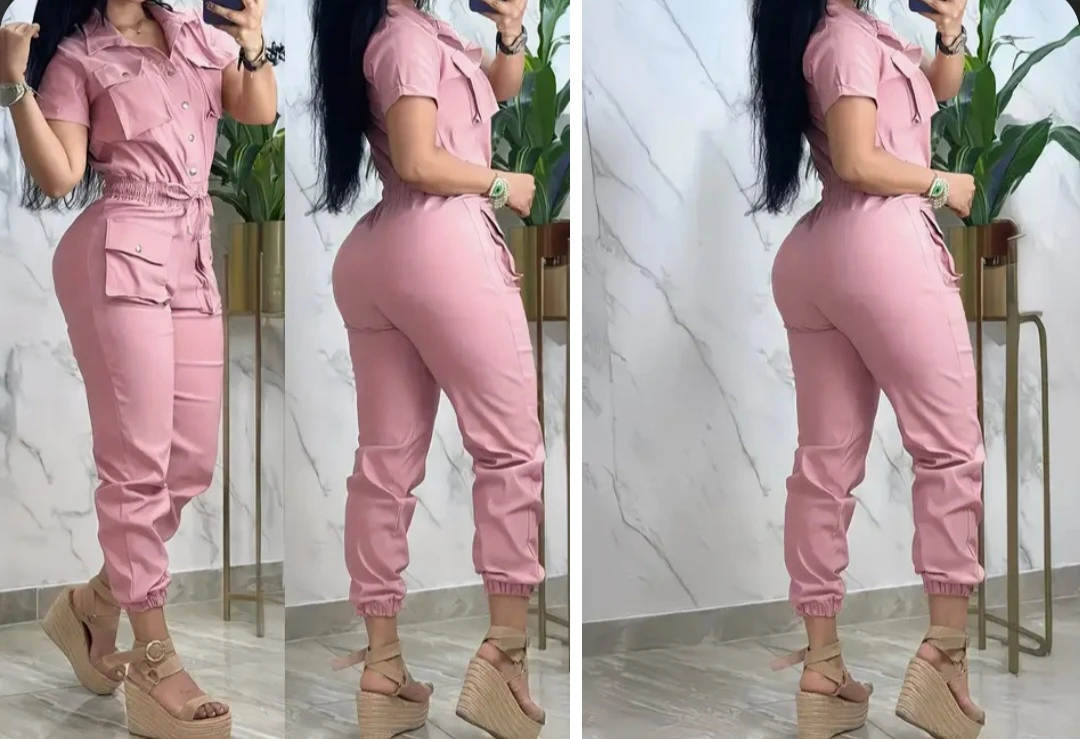Pink Cargo Jumpsuit