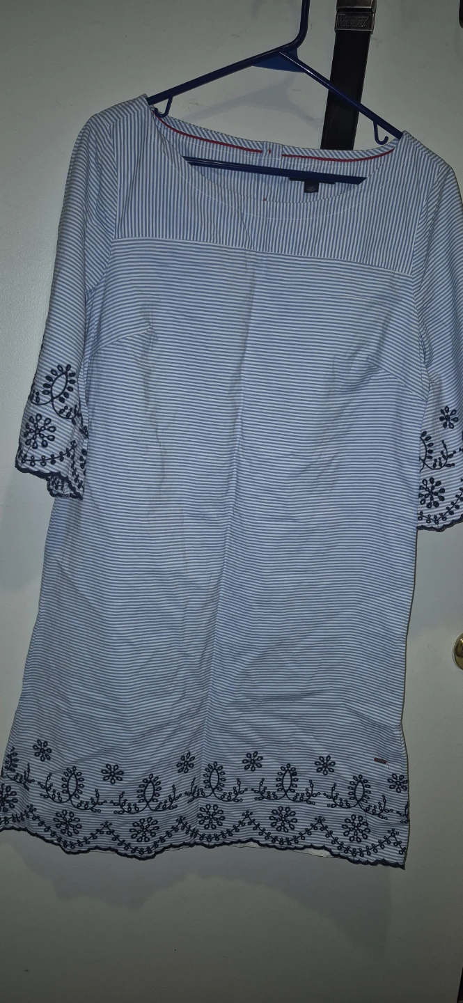 Tommy Hilfiger Striped Embroidered Dress Size L