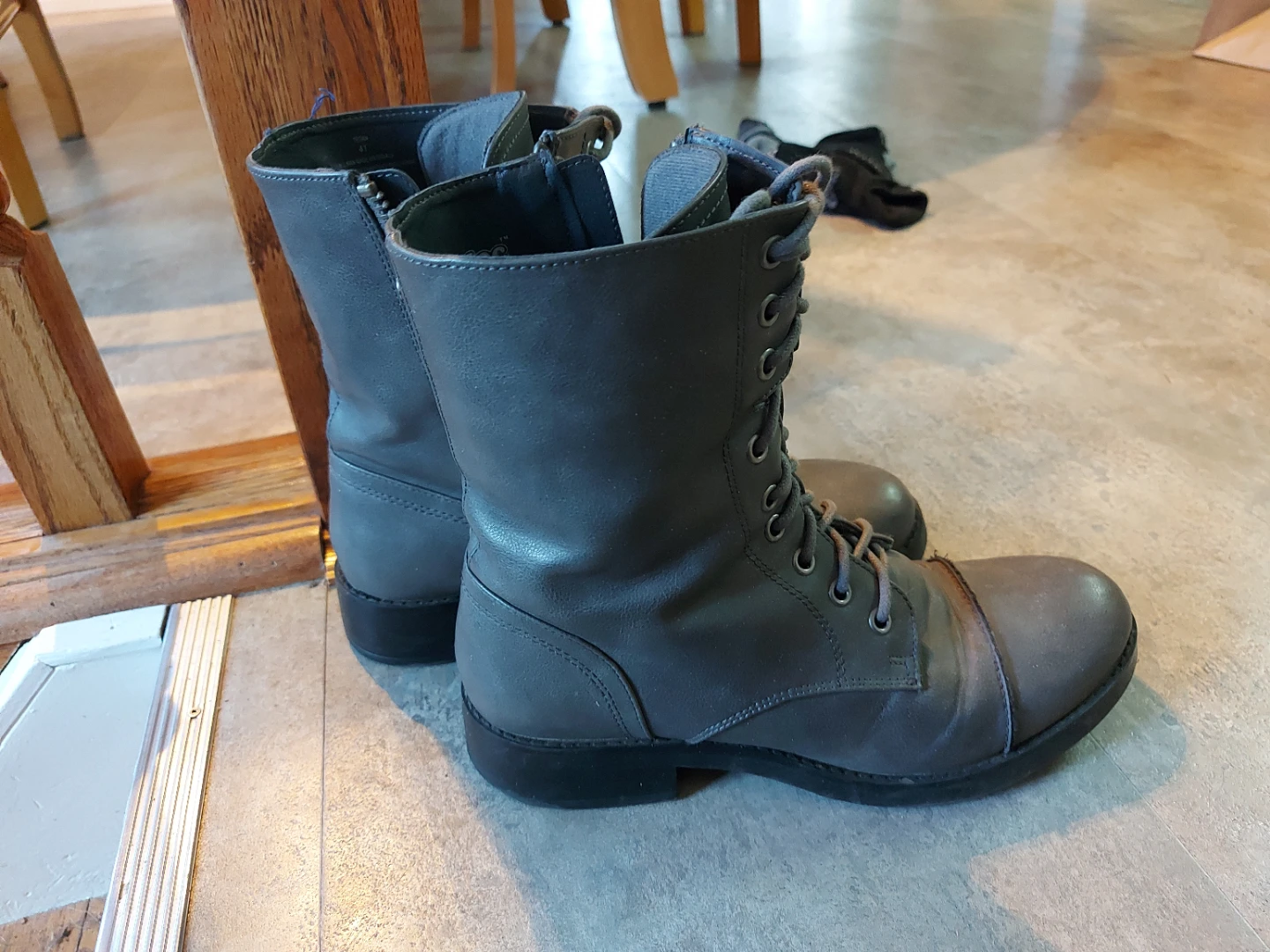Dark Grey Lace-Up Combat Boots