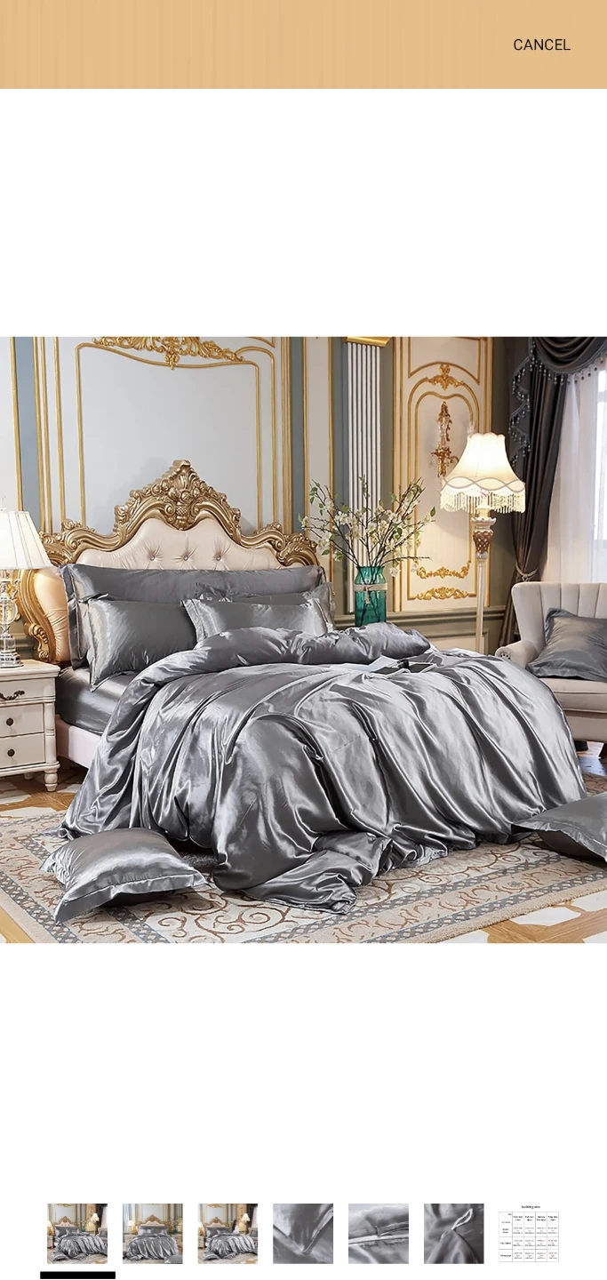 Silk blend Bedding Set - Queen Size - Grey