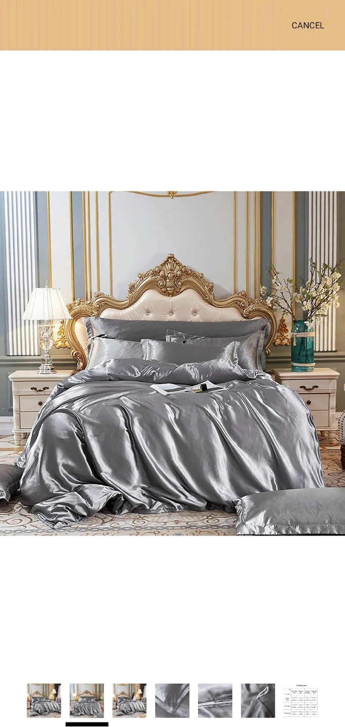 Silk blend Bedding Set - Queen Size - Grey - photo 2