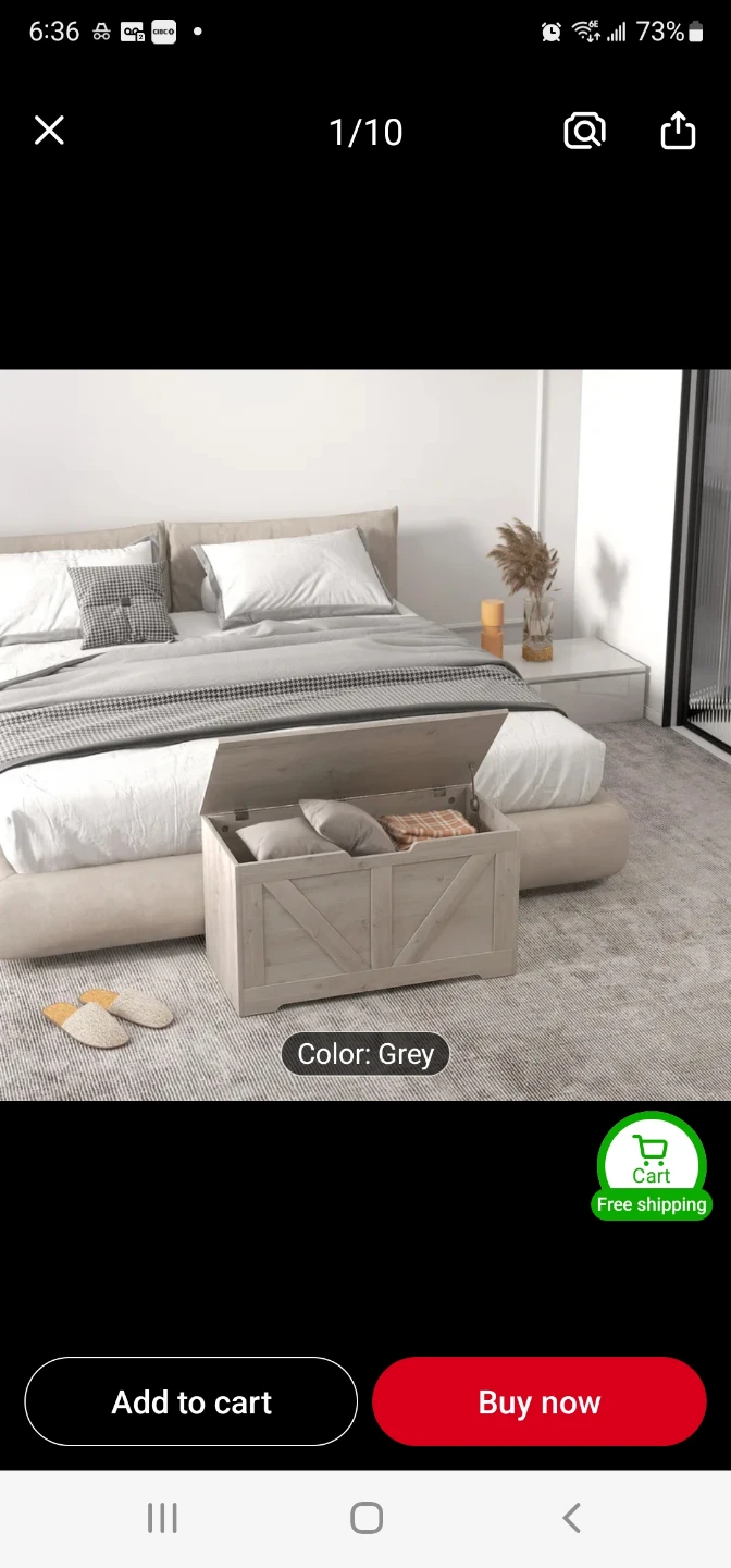 HOMCOM Storage Chest / Bench - Grey Wood Grain - photo 4