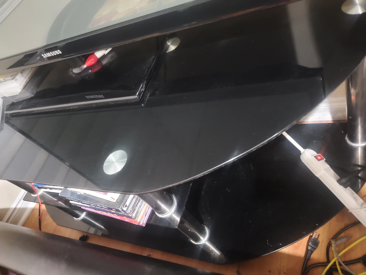 3 tiers Black Glass TV Stand fs $80
