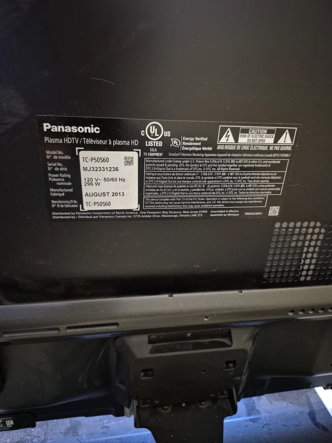 Panasonic Plasma HDTV TC-P50S60 - photo 2