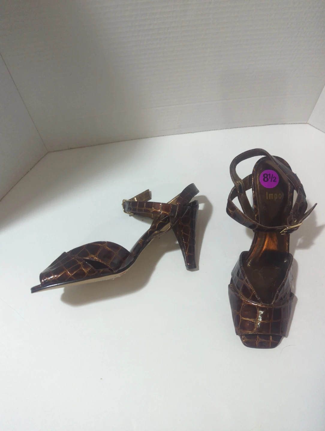Impo Women's Brown Croc Print Heels Size 8.5 - photo 2