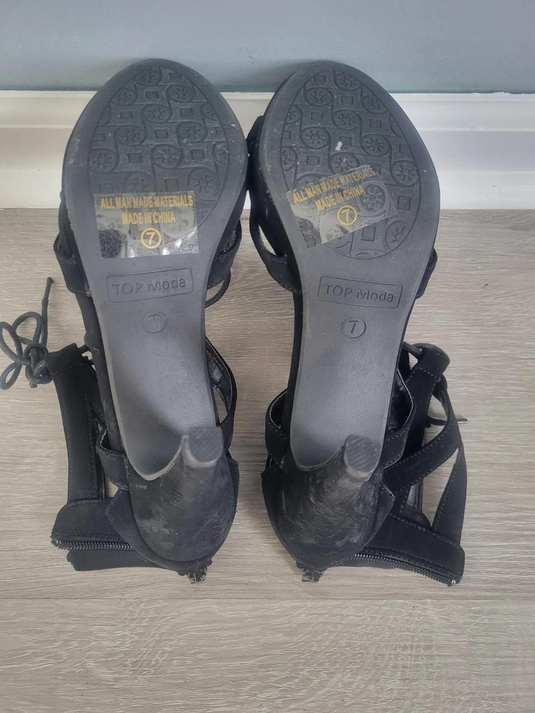 TOP MODA Black Lace-Up Gladiator Heels - photo 3