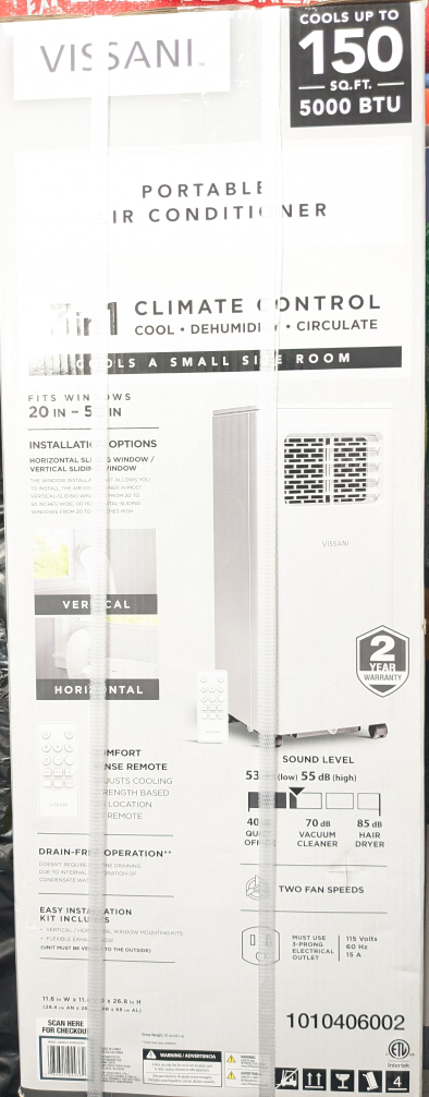 5,000Btu Vissani 3 in 1 PORTABLE AC Unit