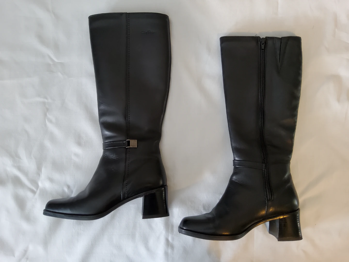 College black leather knee-high boots size 6.5